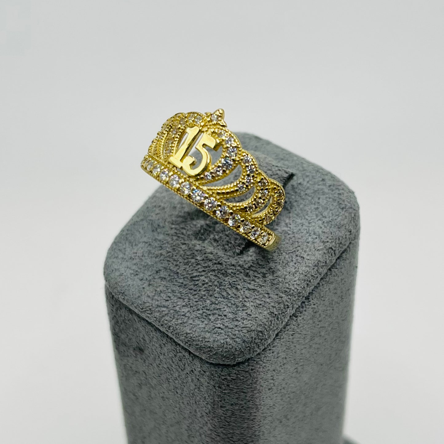 10K Gold CZ Quince Crown Ring