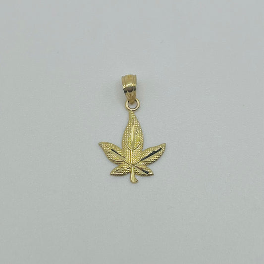 10k Gold Micro Weed Pendant