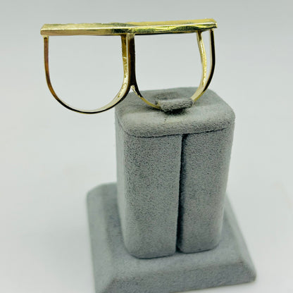 10K Gold Two Finger Square Last Supper Ring