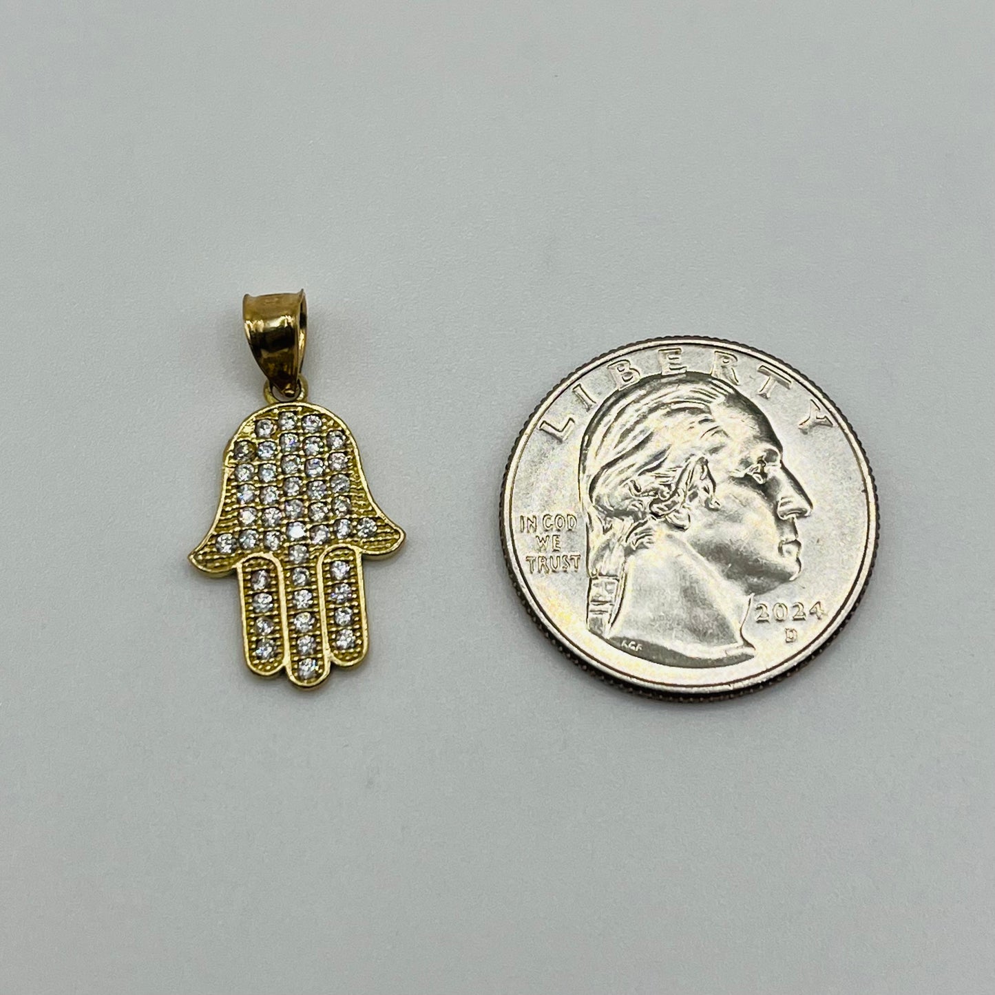 10k Gold CZ Hamsa Charm