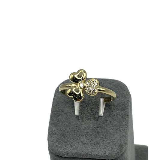 14K Gold Fancy 3 Heart Ring with CZ