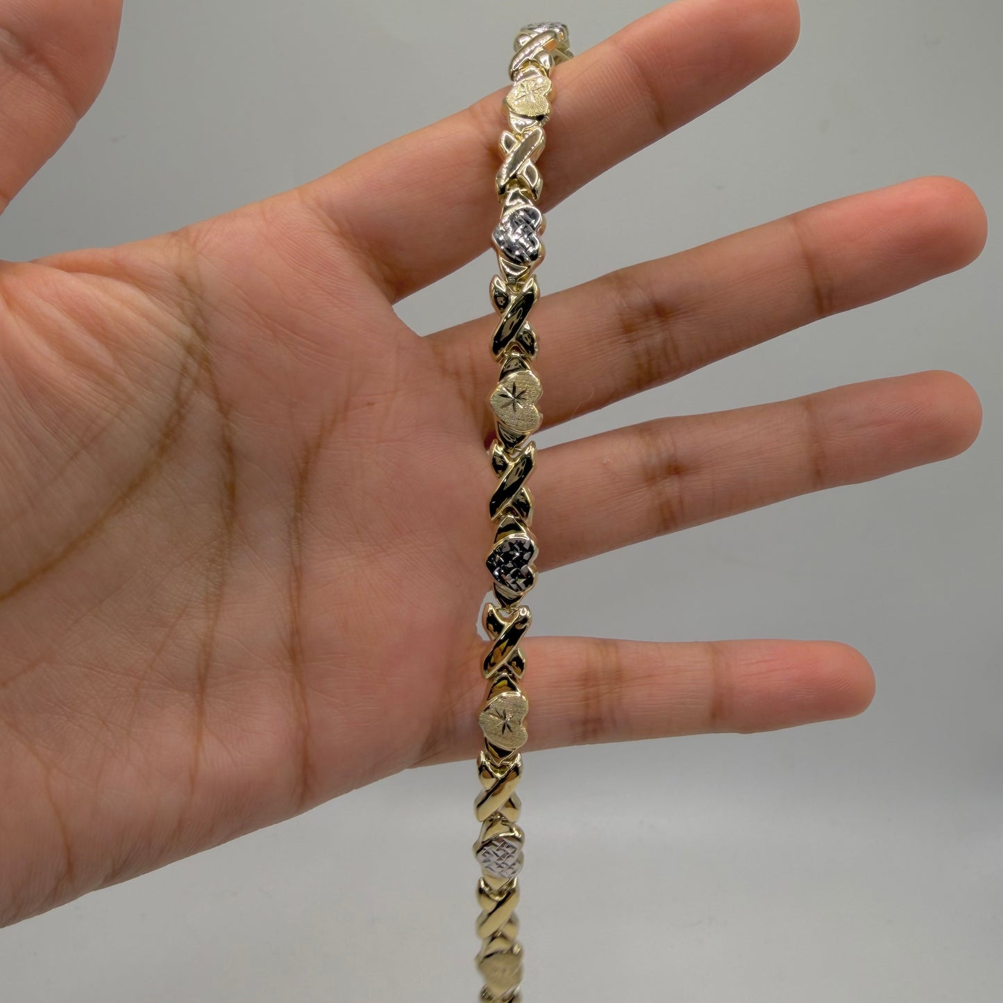 10k Gold Two- Tone XO Bracelet