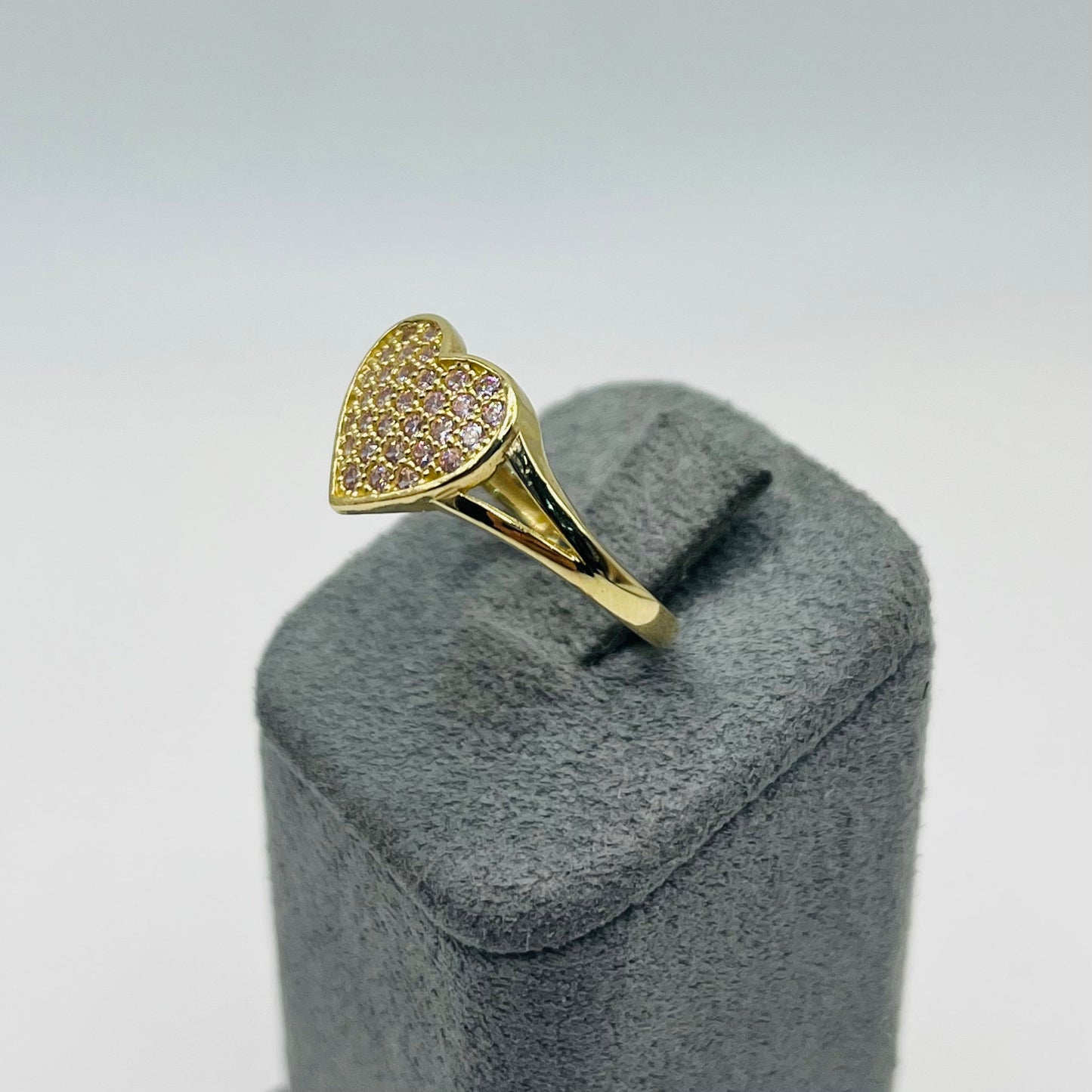 10K Gold Domed CZ Heart Ring | Color: Pink