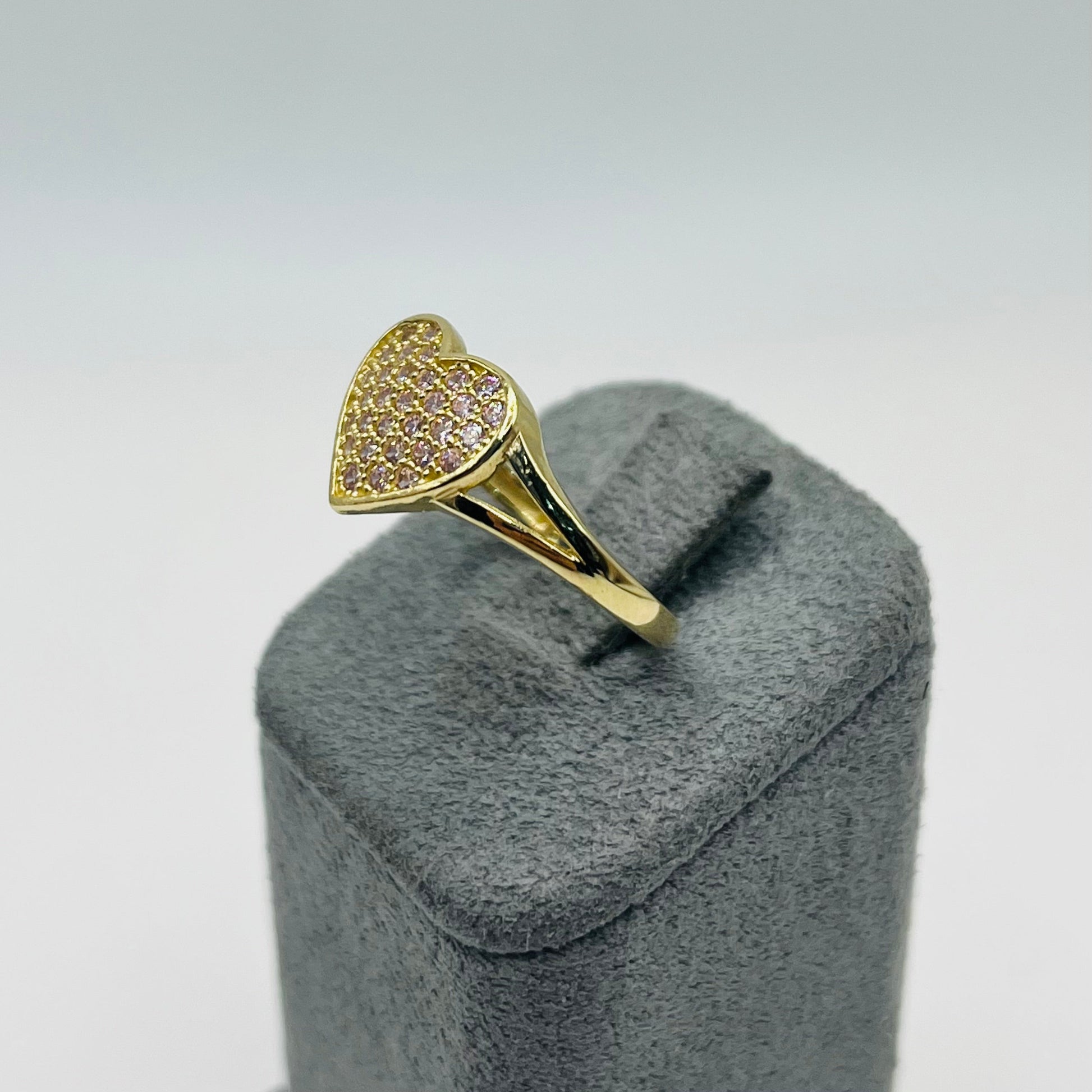 10K Gold Domed CZ Heart Ring | Color: Pink