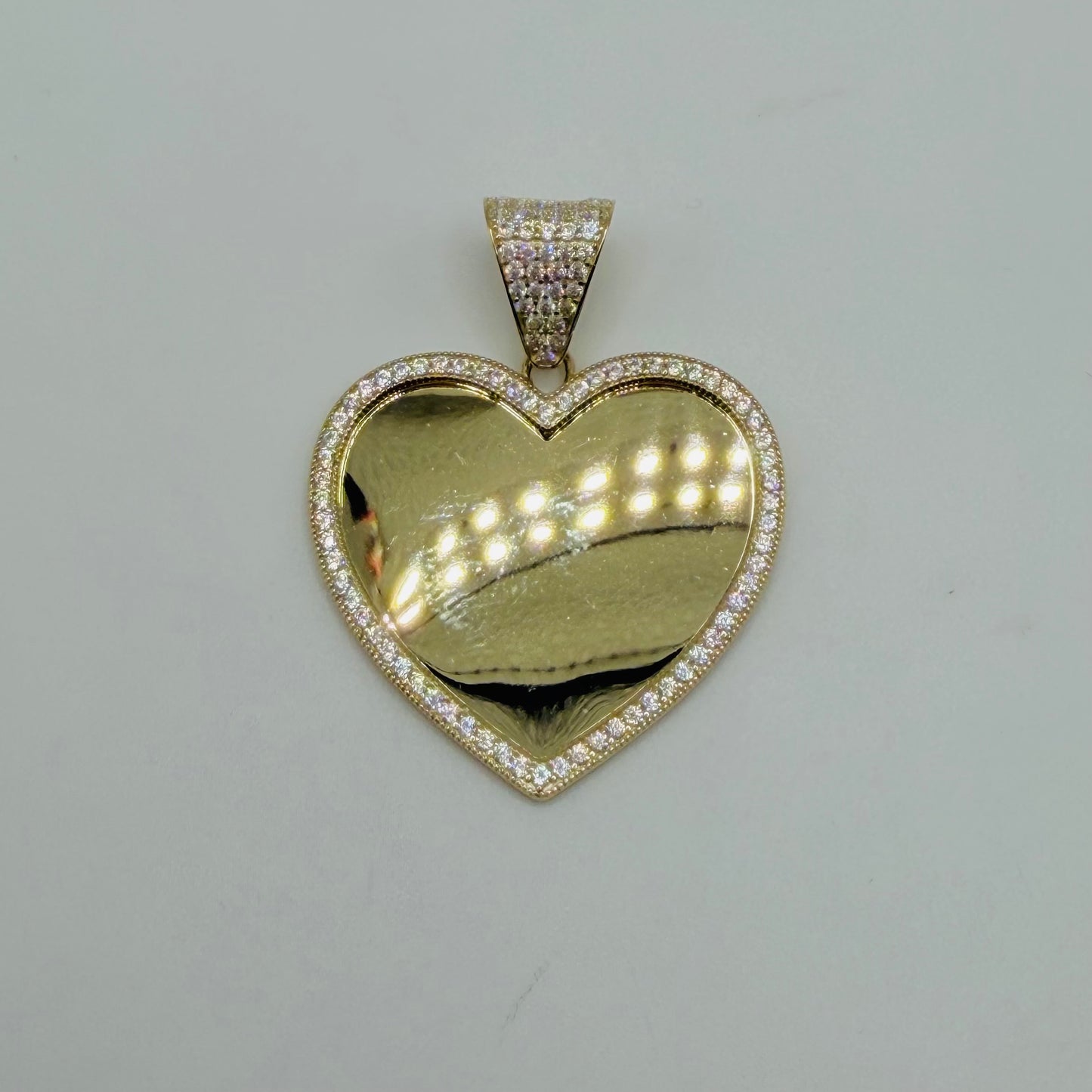 10k Gold Heartand Bell Cz Picture Pendant