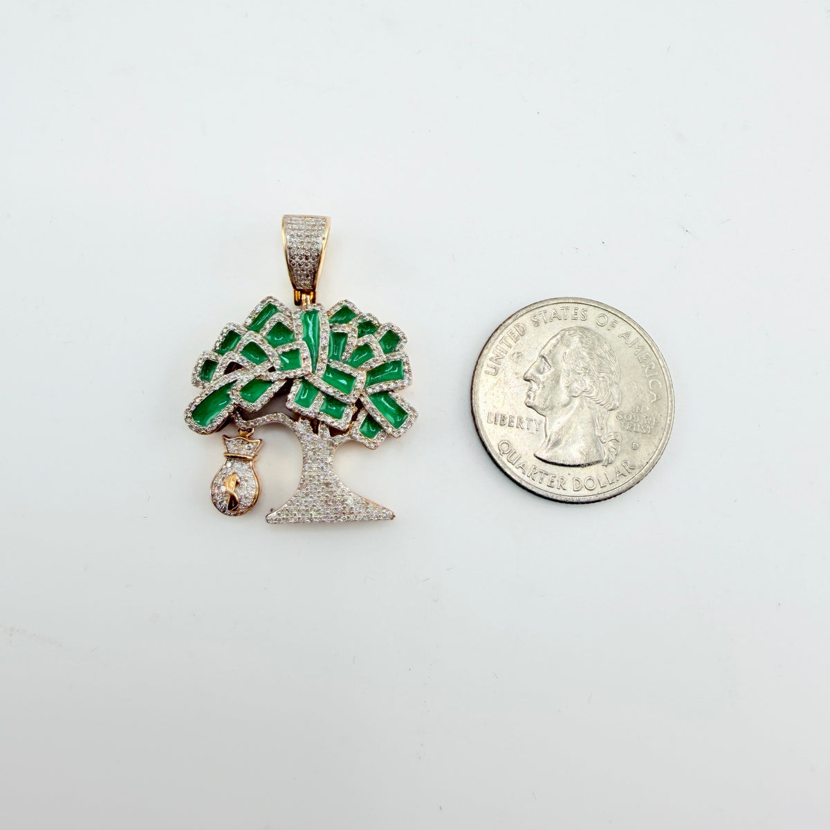 10k Gold Natural Diamond Moneybag Tree Charm