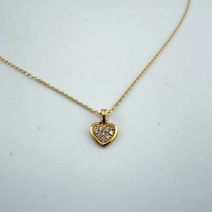 Natural Diamond 14k Gold Filled Heart Necklace Set