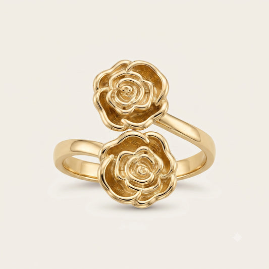 10K Gold Double Rose Ring