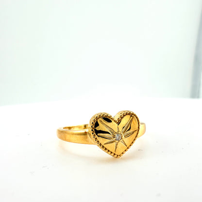 10K Gold Starlight Heart CZ Ring