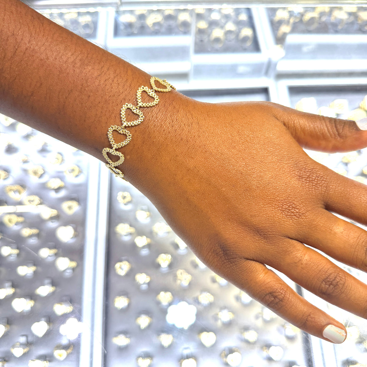 10K Gold RX Open Hearts Bracelet