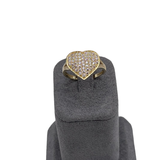 10K Gold Domed CZ Heart Ring (small)