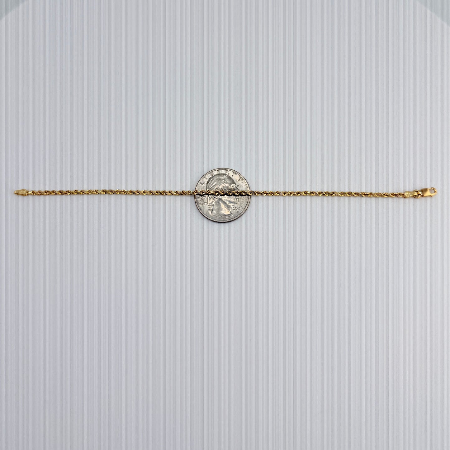 10K Gold 2mm Hollow Rope Bracelet