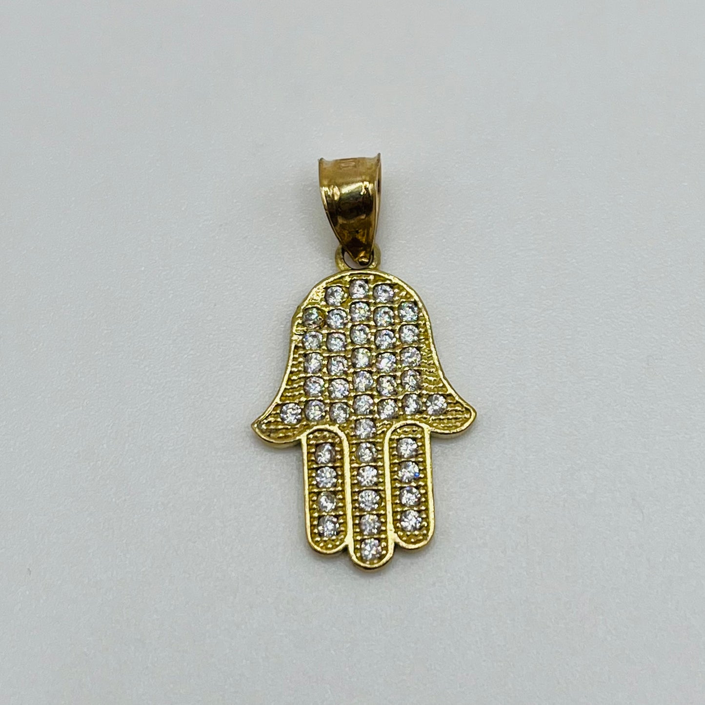10k Gold CZ Hamsa Charm