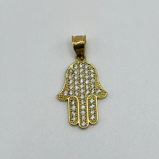 10k Gold CZ Hamsa Charm
