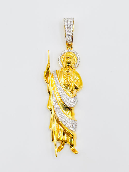 14K Gold VS Diamond San Judas Pendant