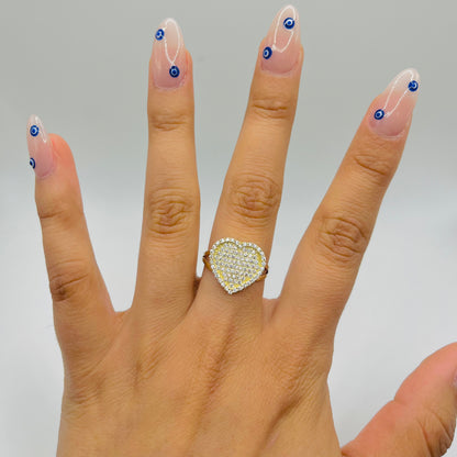 10k Gold Flat Cz White Heart Ring (S)