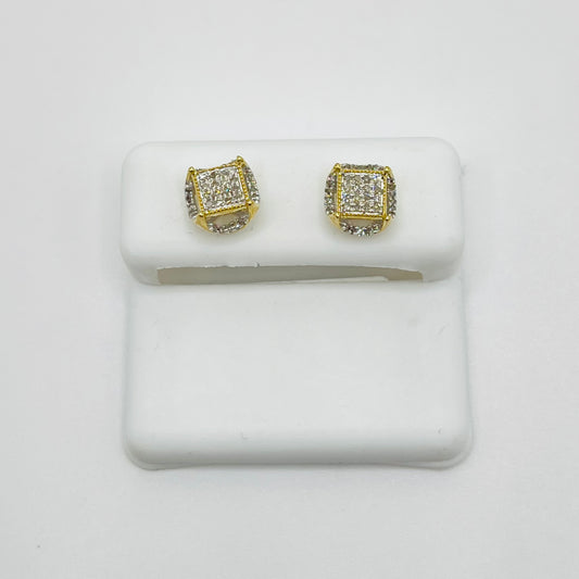10k Gold Diamond Disc Earrings (Screwback Earrings)