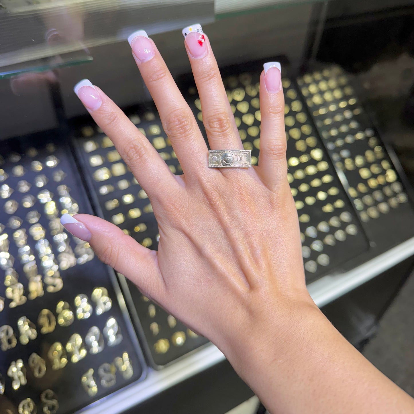 10K Gold Dainty $100 Bill Ring