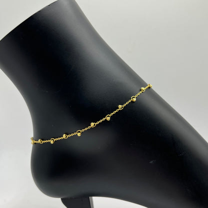 10k Gold Mini Mirror Ball Anklet