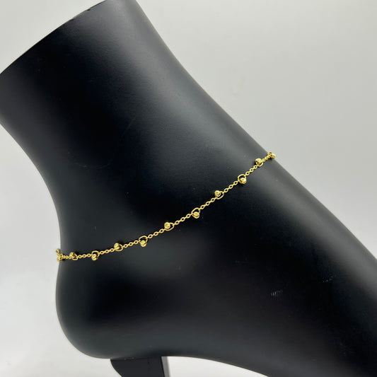 10k Gold Mini Mirror Ball Anklet