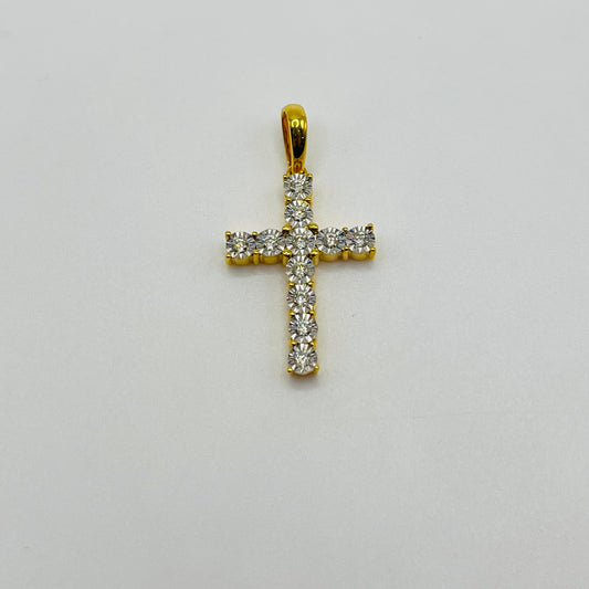11 Stone Diamond Cross Charm