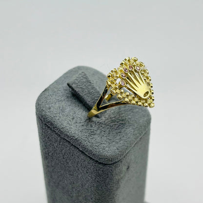 10K Gold RX Heart Ring with Pink Crown | Face Size: 17mm