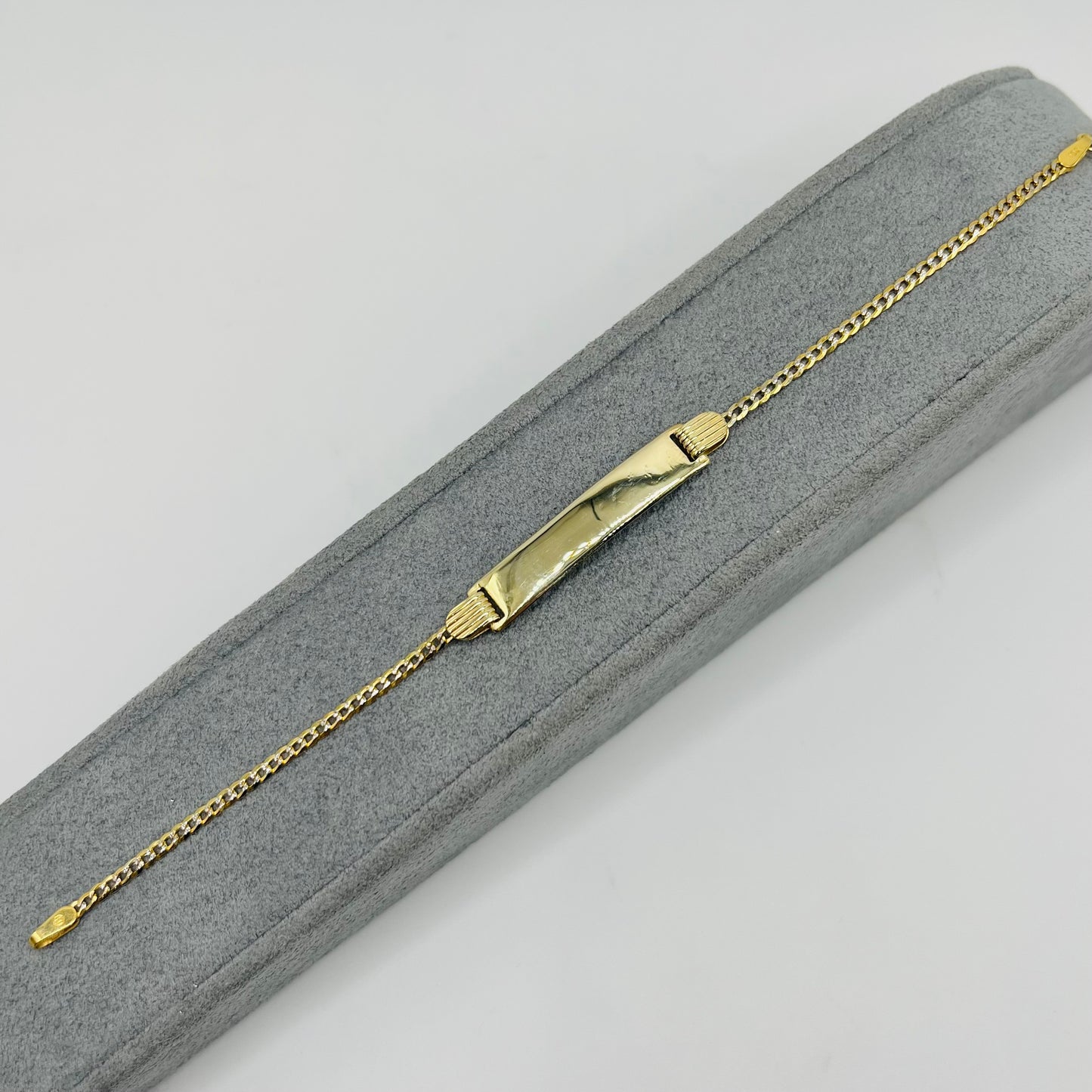 10K Gold 2mm Pave Cuban ID Bracelet