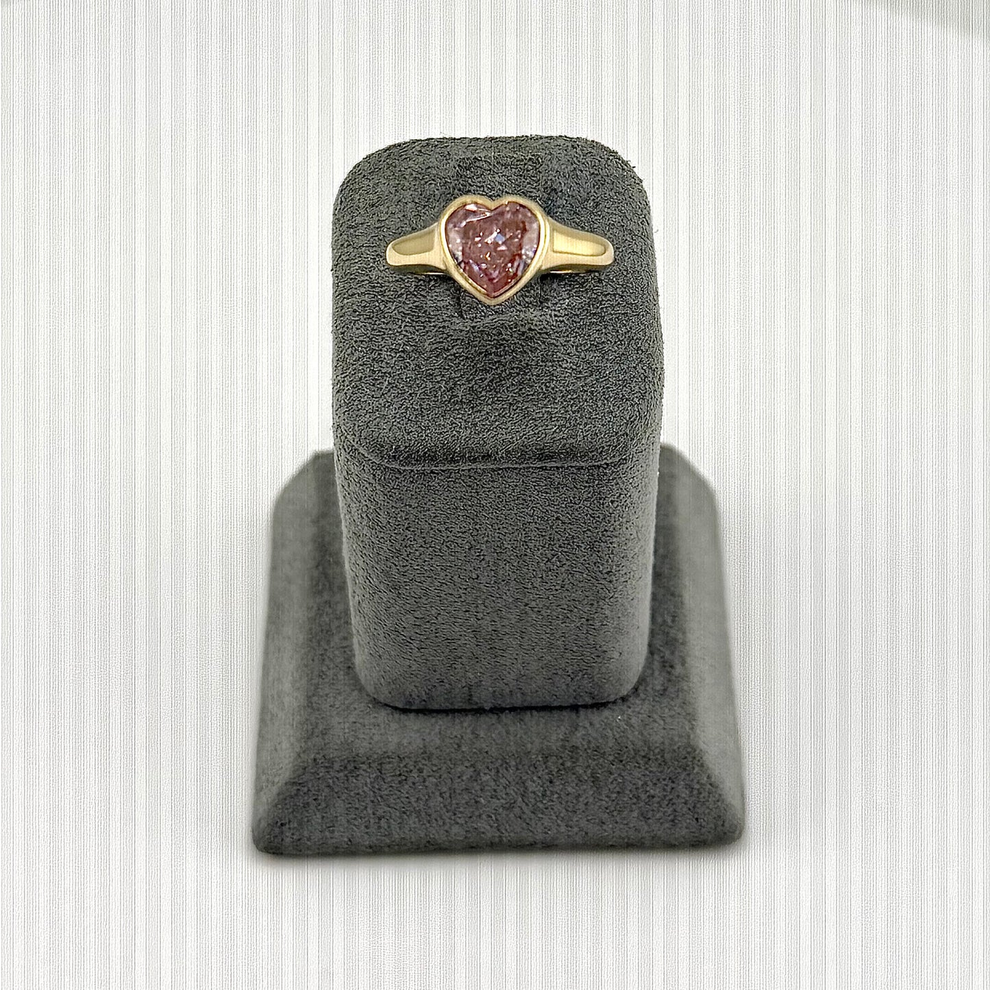 14k Gold Pink Whisper Heart Cz Ring