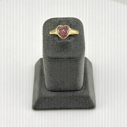 14k Gold Pink Whisper Heart Cz Ring