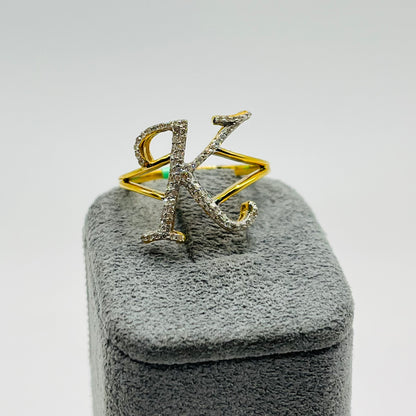 14k Gold Diamond Fancy Intial Ring