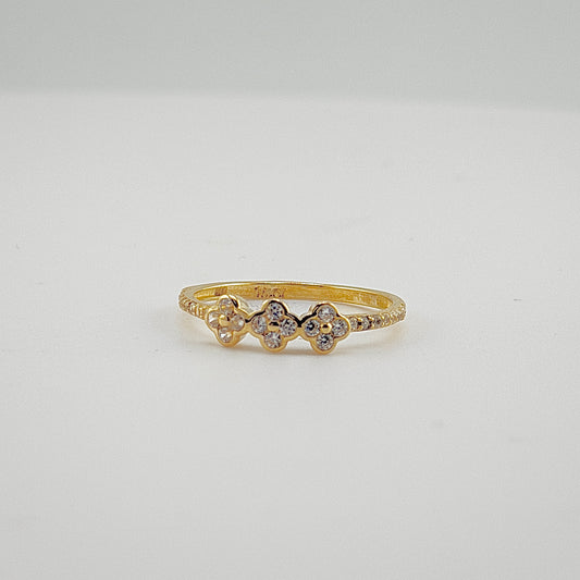 10K Gold Triple Clover CZ Ring