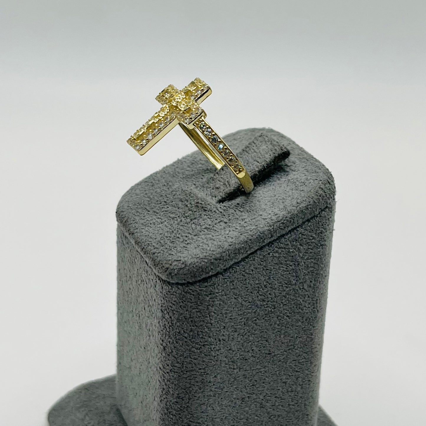 10k Gold Cz Nugget Cross Band Ring (M)