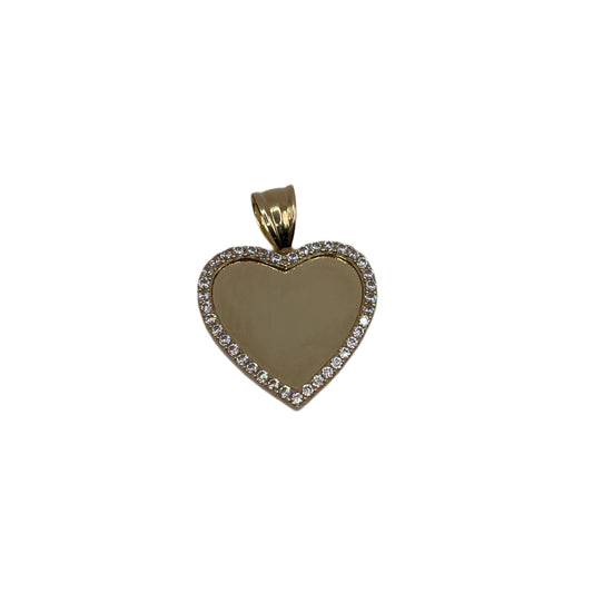 10K Gold Heart Picture Pendant with Cubic Zirconias