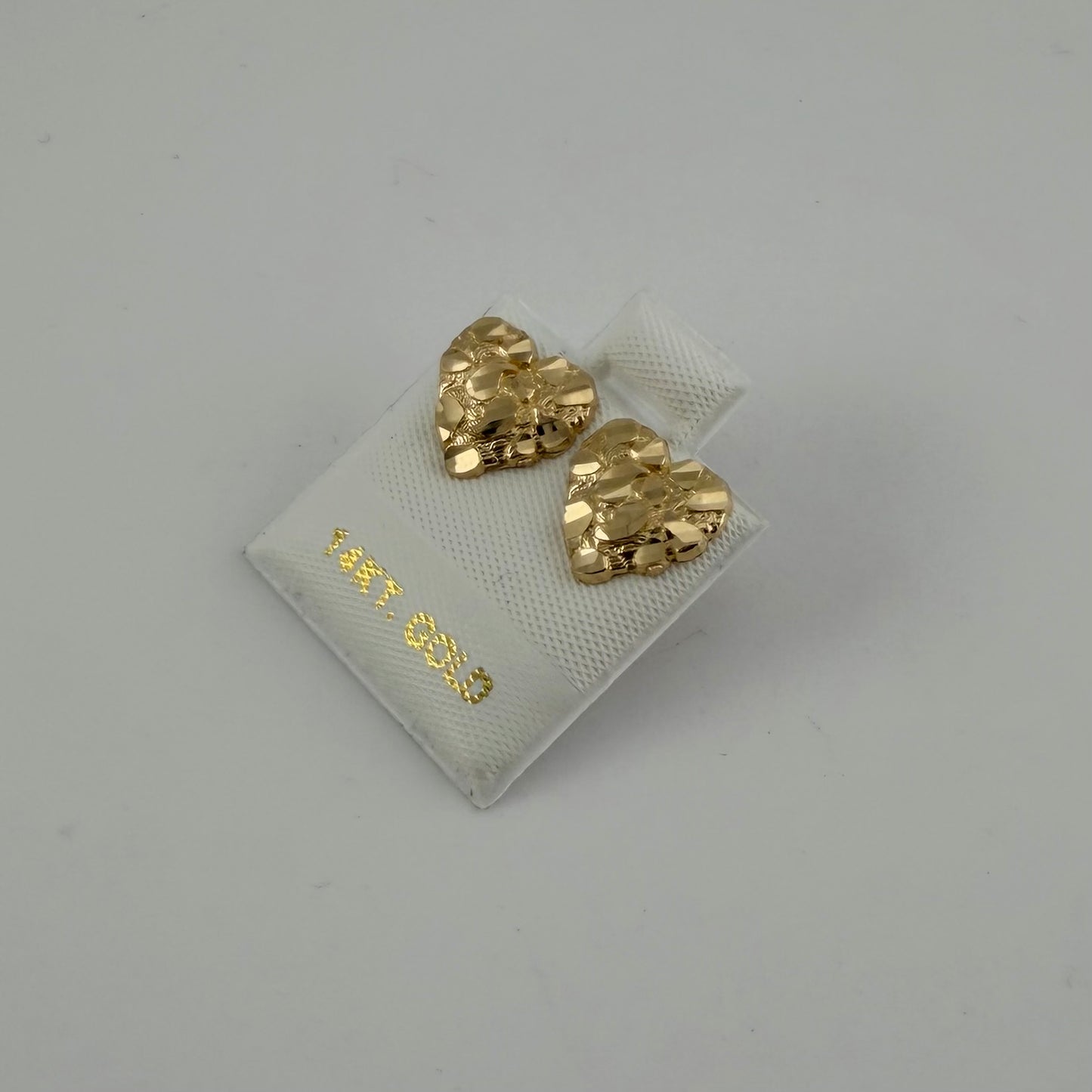14K Gold Heart Nugget Earrings (~10mm)