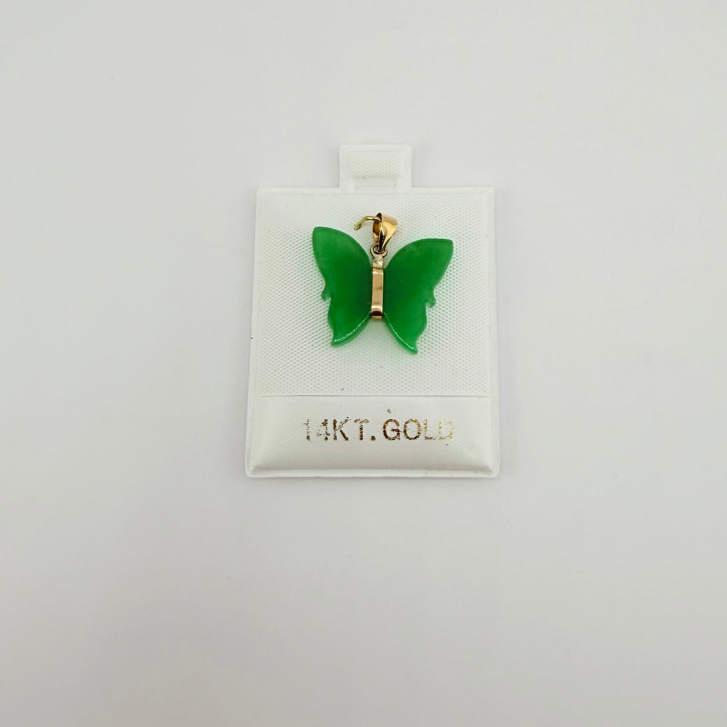 14k Gold Jade Butterfly Charm