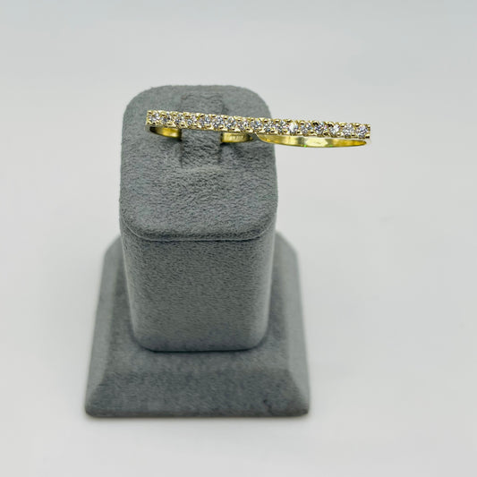 10k Gold 3mm Cz Two-Finger Ring