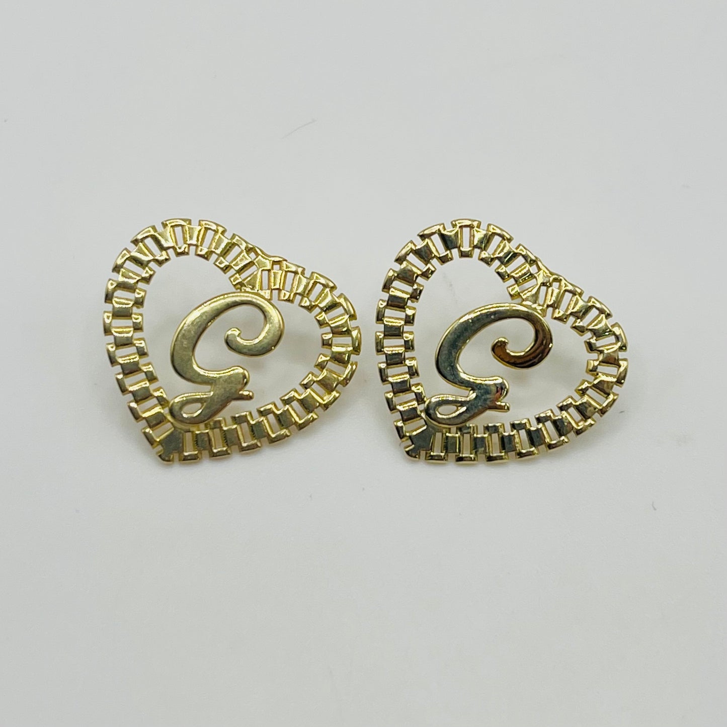 10k Gold RX Initial Heart Earrings