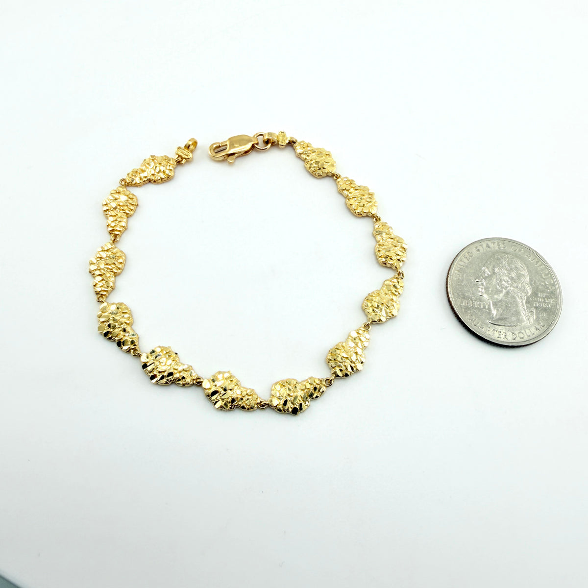 10K Gold Nugget Bracelet - Natural Nugget Shaped