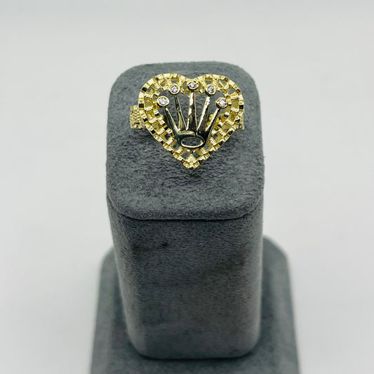 10k Gold Rx Heart CZ Crown Rx Band Ring