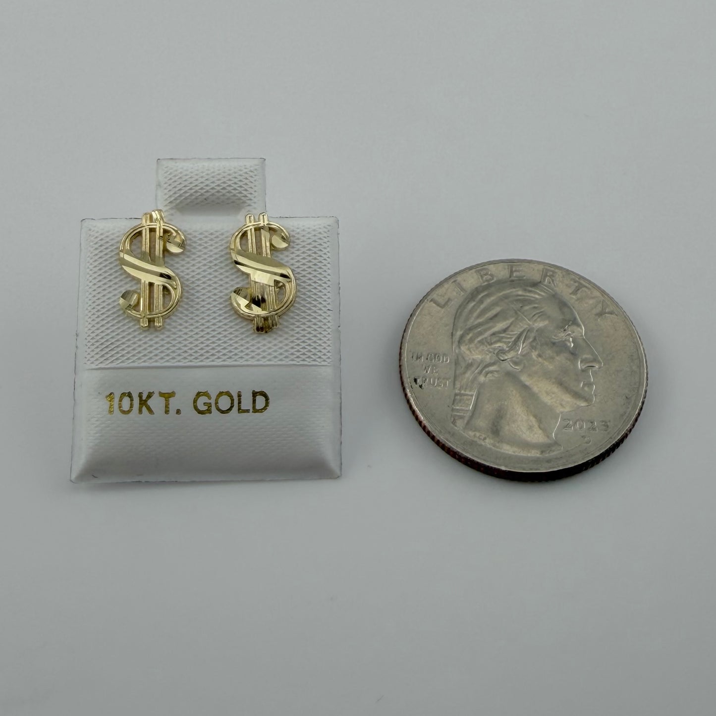 10k Gold Money Sign Earrings Small