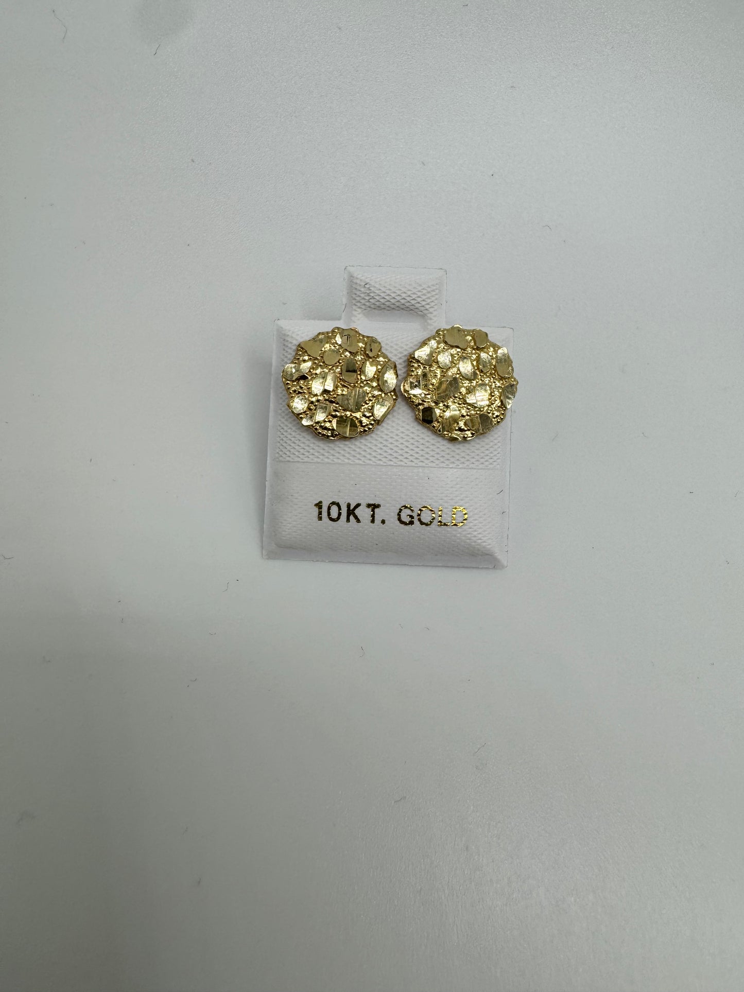 10K Gold Medium Round Nugget Earrings (~11-12mm)