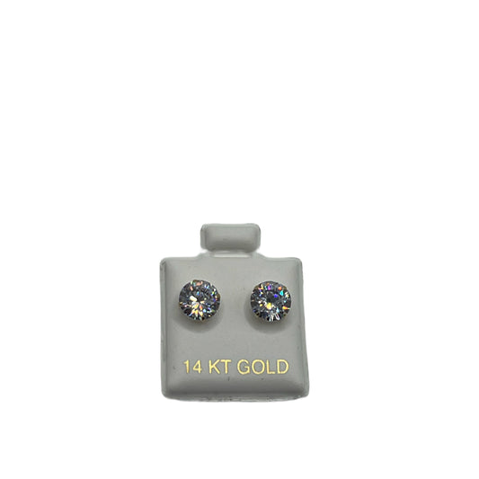 14K Gold Round Cut Studs (7mm)