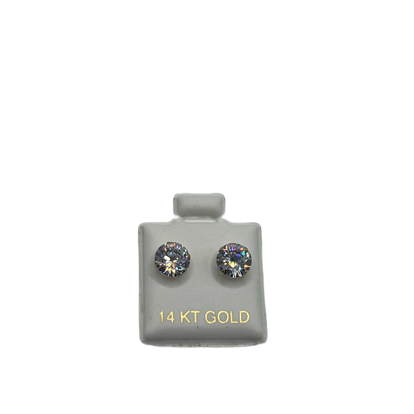 14K Gold Round Cut Studs | Face Size: 7mm