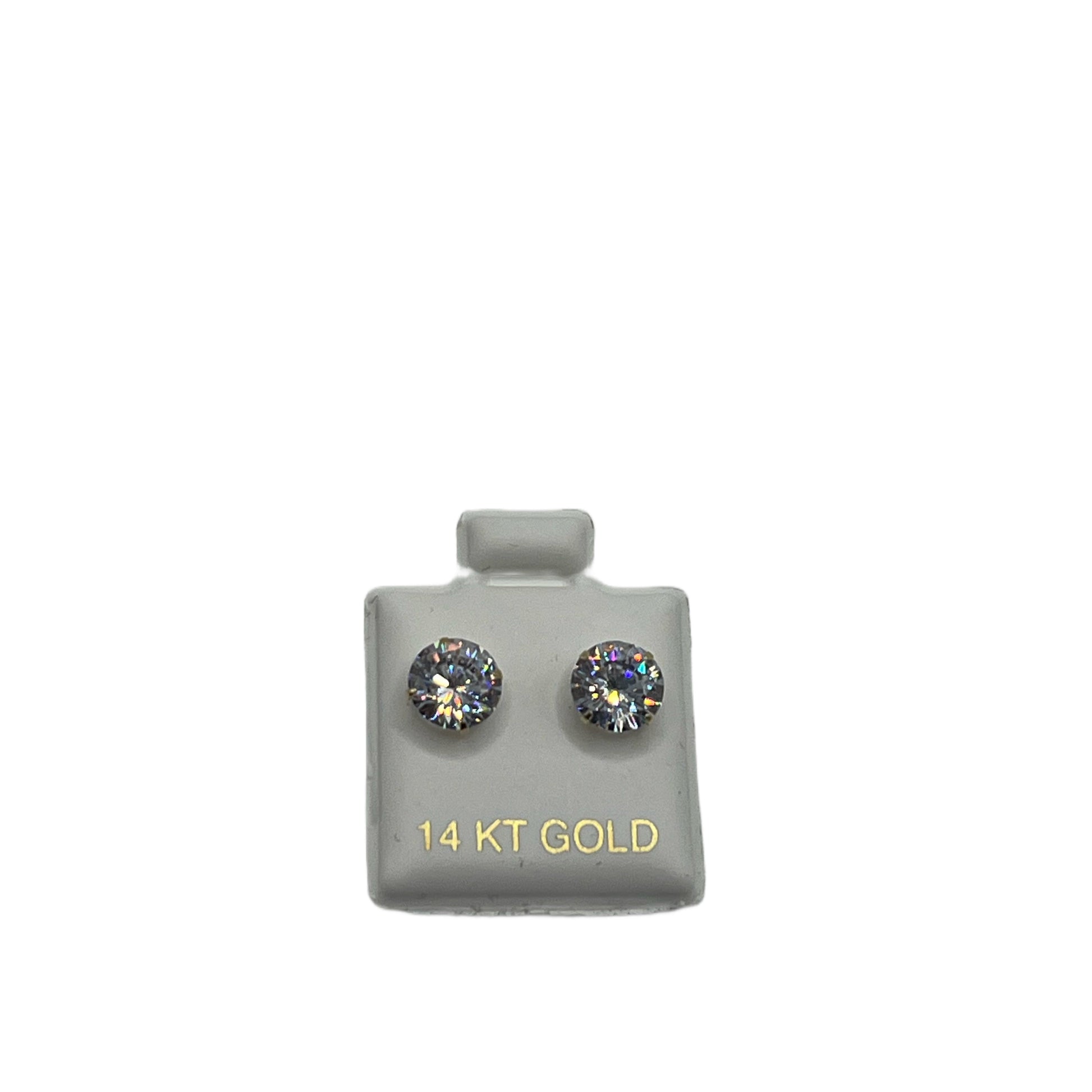 14K Gold Round Cut Studs | Face Size: 7mm