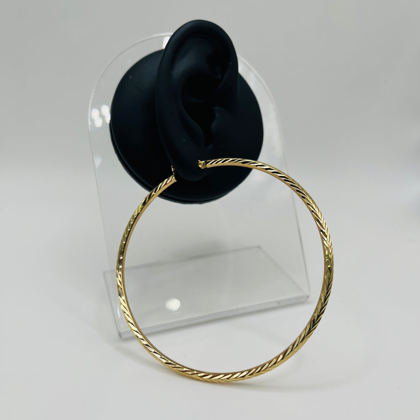 10k Gold Feather Hoops 3in