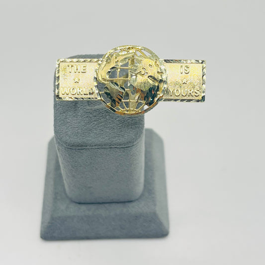 10k Gold Two Finger World Is Yours Ring