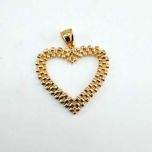 10K Gold RX Open Heart Charm Large
