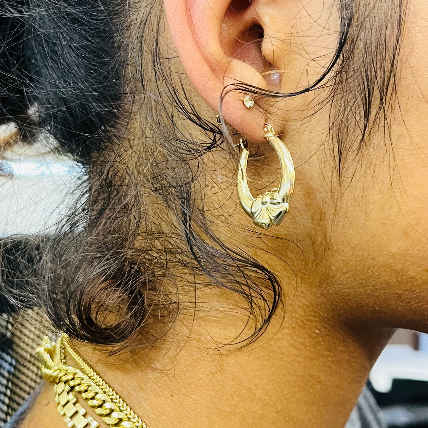 10K Gold Matte Bow Hoops