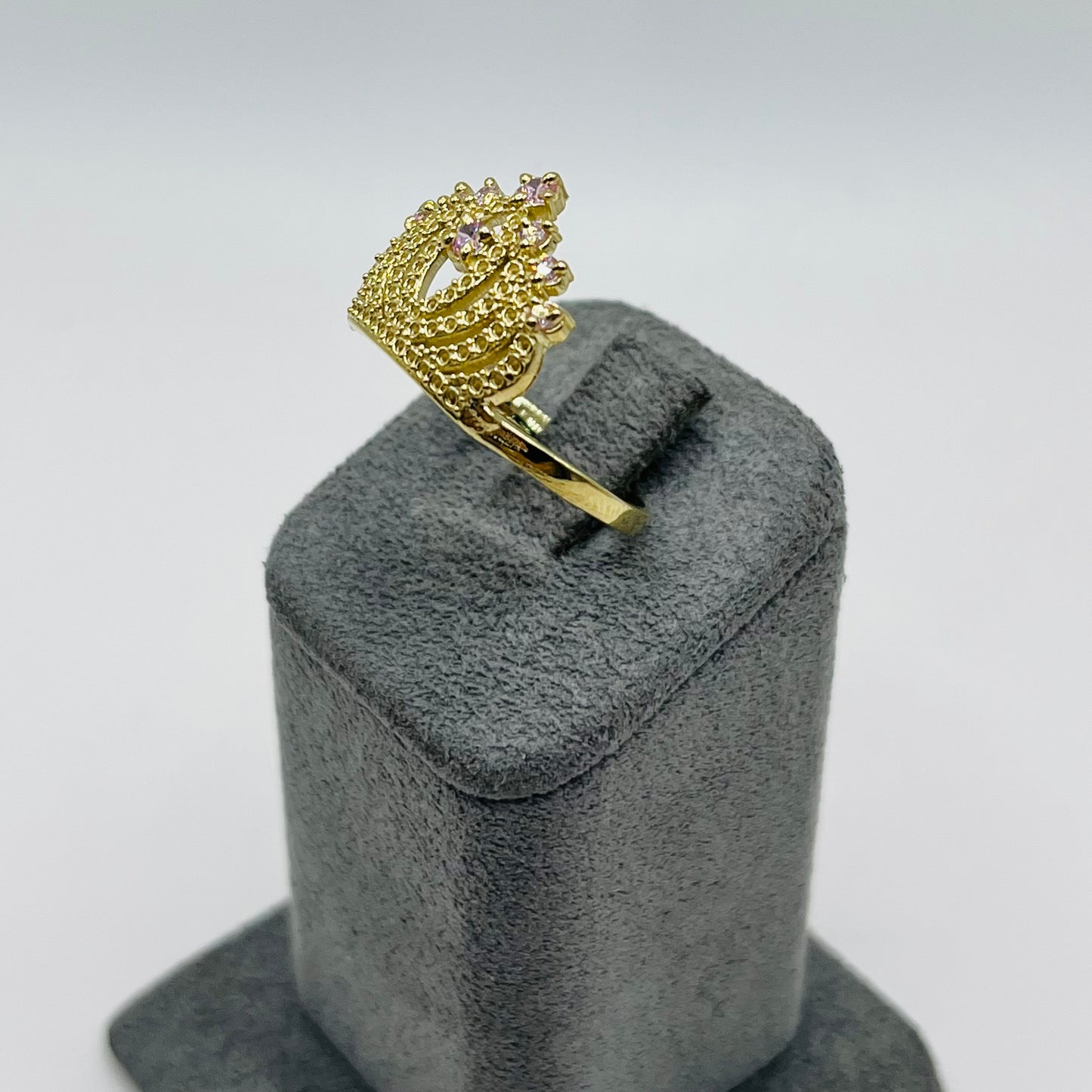 14k Gold Elegant Tiara Ring Pink