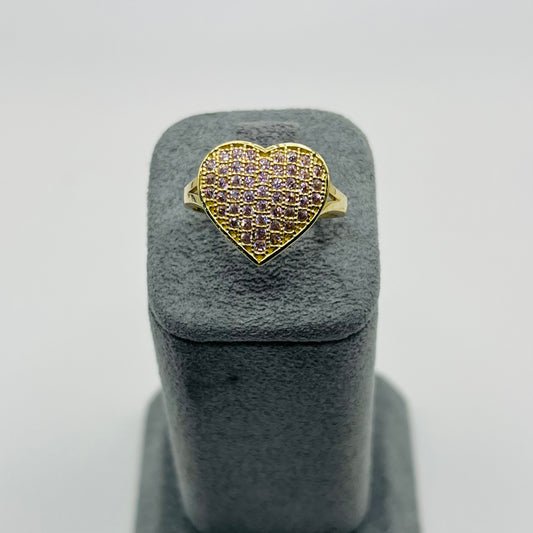 10K Gold Domed Pink Heart Ring (small)